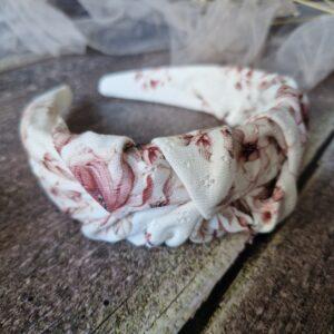 Opaska marszczona Ażur Newbie rosie biel (basic)