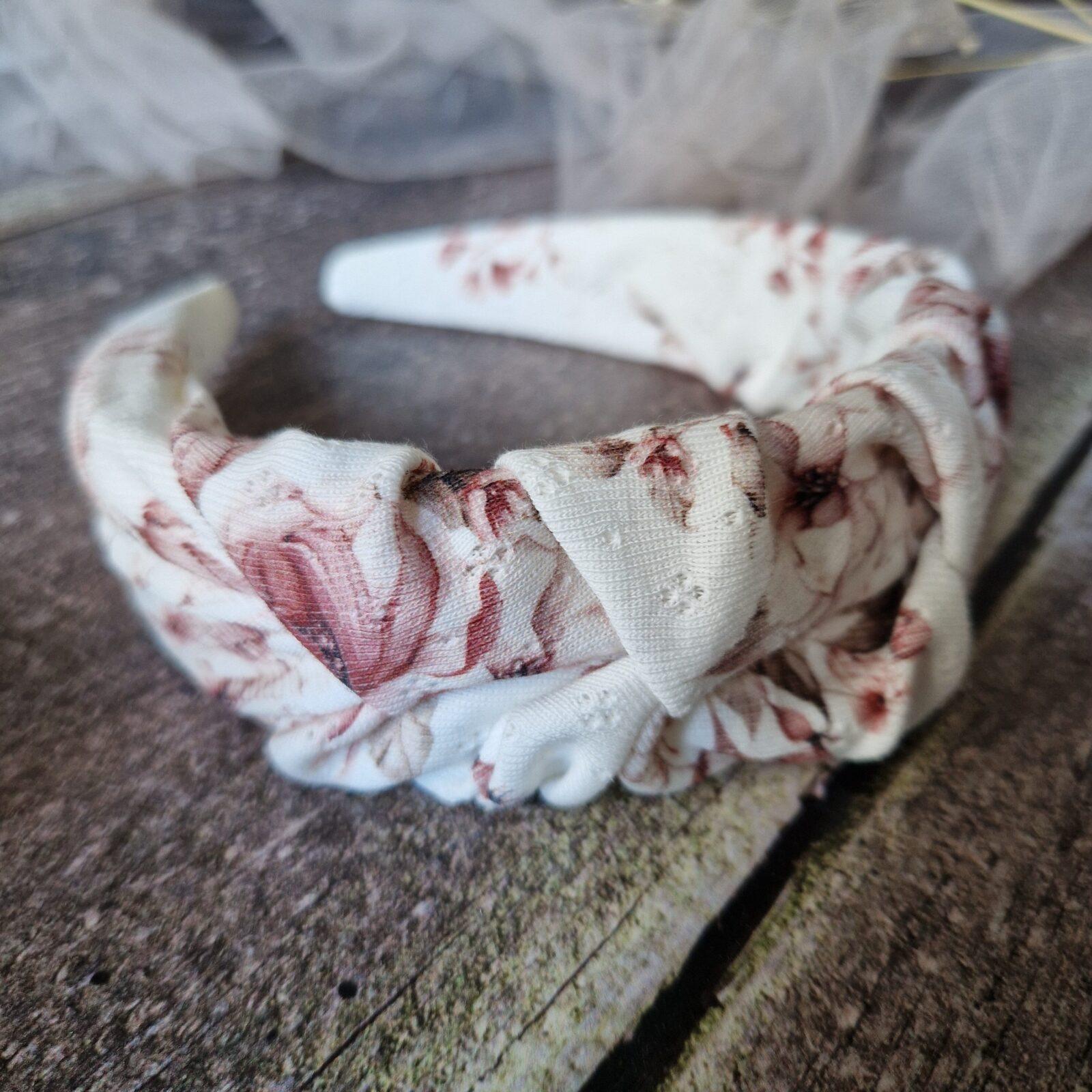 Opaska marszczona Ażur Newbie rosie biel (basic)