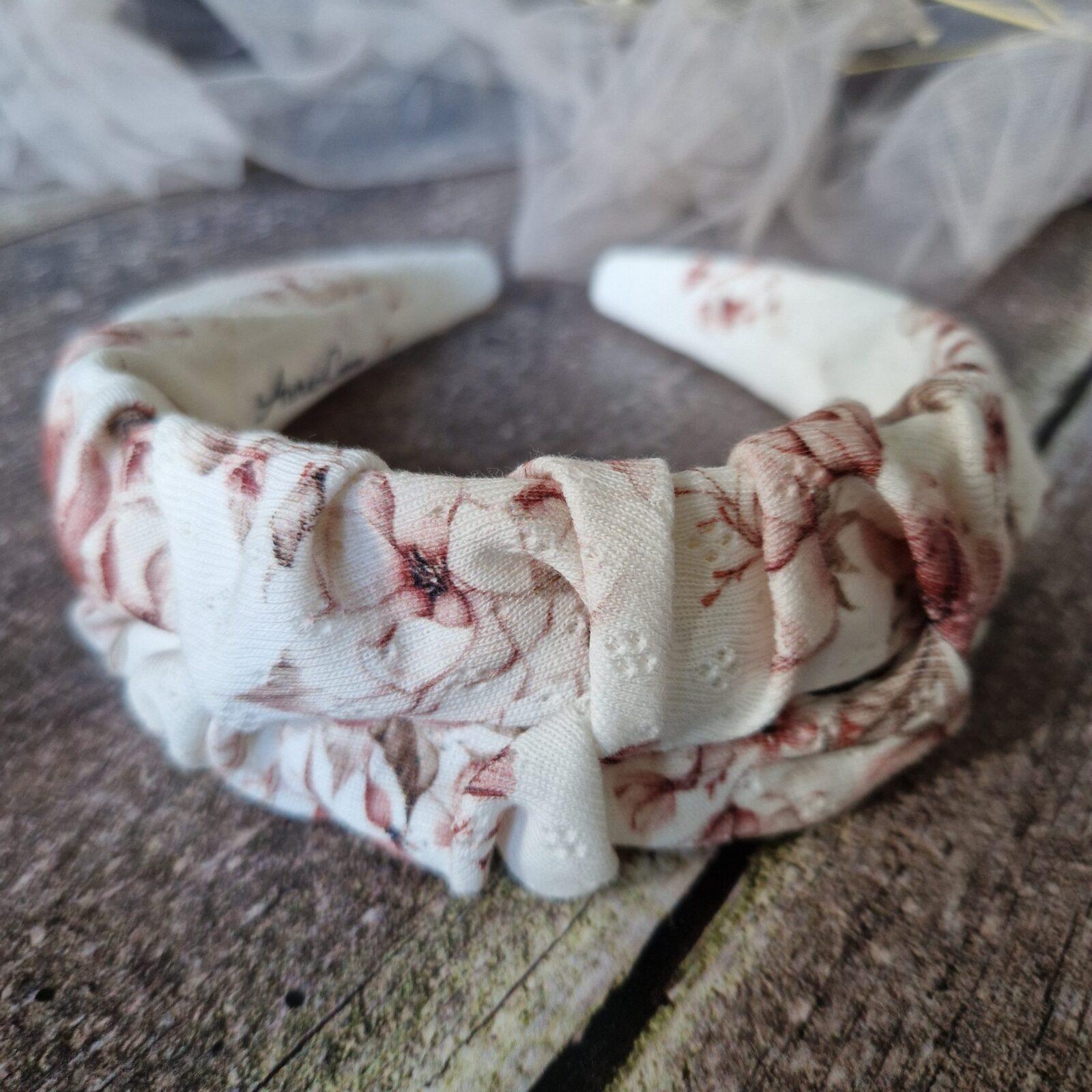 Opaska marszczona Ażur Newbie rosie biel (basic) - obrazek 2