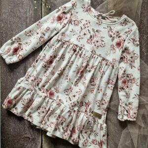 Sukienka Pola Ażur Newbie roses biel /długi rękaw