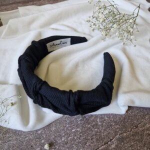 Opaska marszczona prążek Black