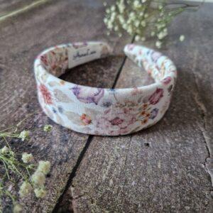 Opaska klasyczna Purple garden mini biel