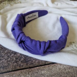 Opaska marszczona prążek Purple fluo