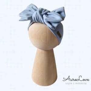 Opaska z podwójną kokardką Dusty blue