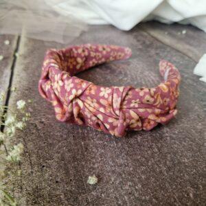 Przepaska marszczona z drobnymi kwiatuszkami w odcieniu indyjskiego różu, ręcznie szyta