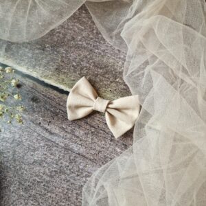 Spinka kokardka Mini len/wiskoza Piaskowy beż