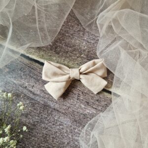 Spinka kokardka Przeplatana len/wiskoza Piaskowy beż