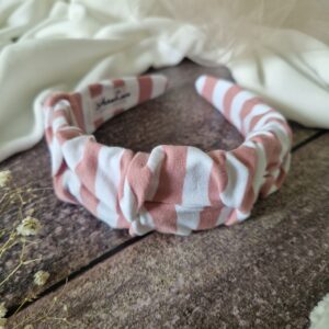 Opaska marszczona paski Brudny róż