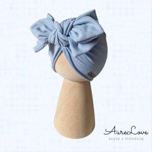 Turban z podwójną kokardą Dusty blue