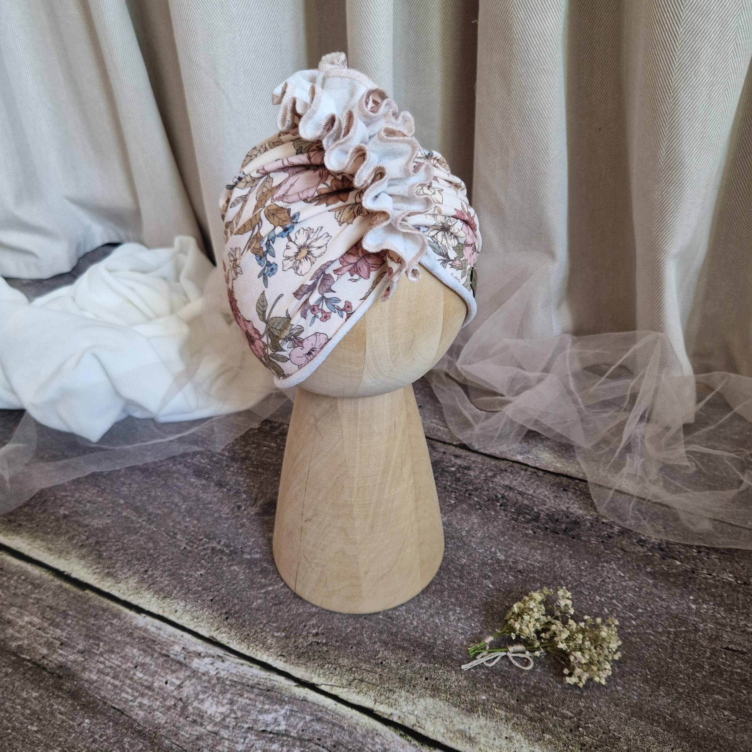 Turban z falbanką Retro flowers