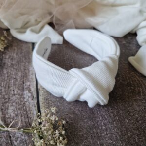 Opaska supeł prążek Biel ecru