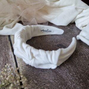 Opaska marszczona prążek Biel ecru