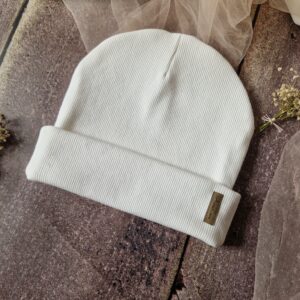 Czapka prążek dwuwarstwowa Biały ecru