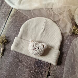 Czapka prążek dwuwarstwowa Moon z misiem