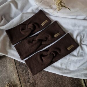 Opaska przeplatana prążek Dark chocolate