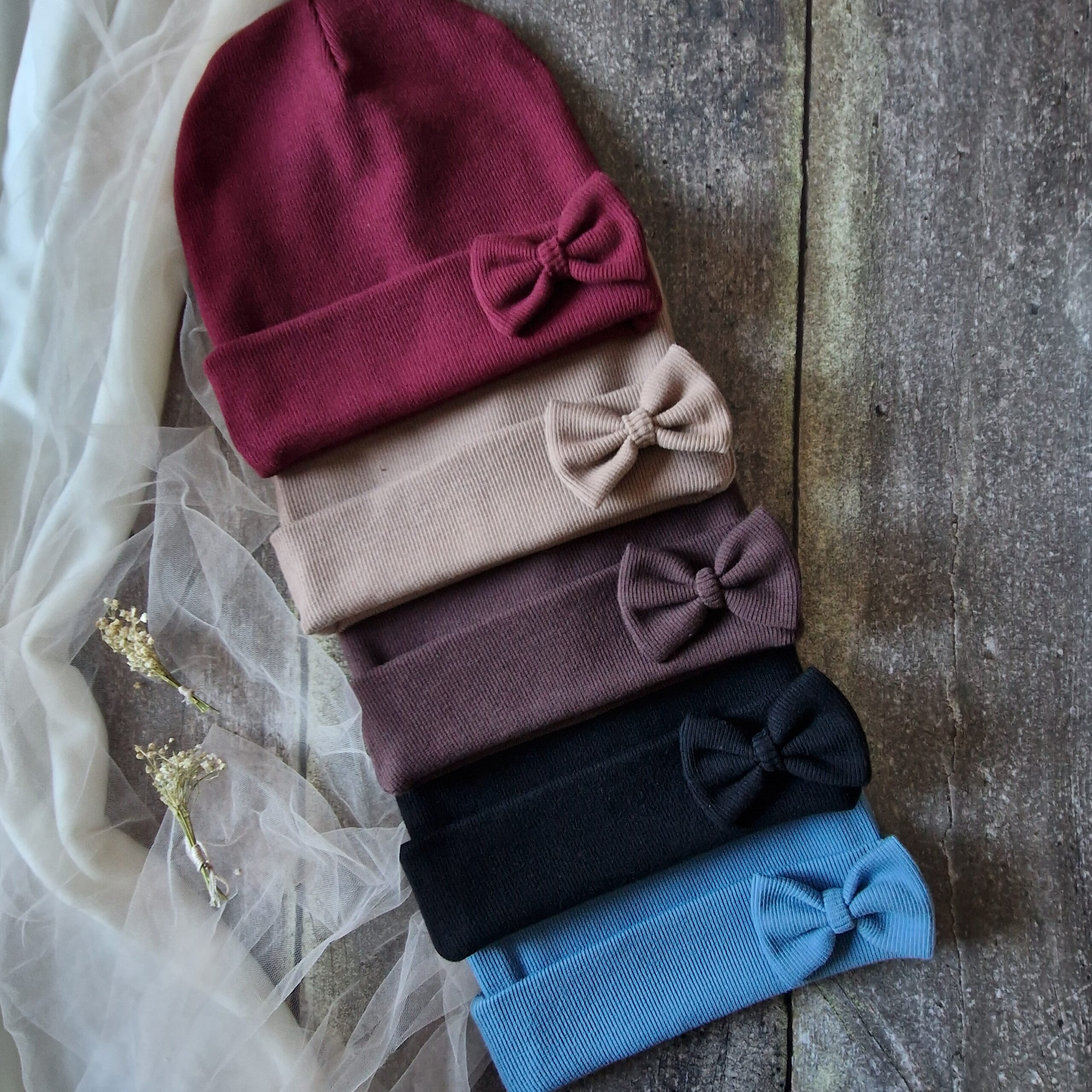 Czapka prążek dwuwarstwowa z kokardą 5 kolorów do wyboru