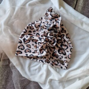 Turban z falbanką Panterka welur Mokka
