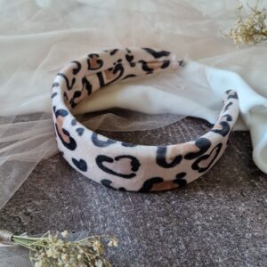 Opaska klasyczna Panterka welur Mokka