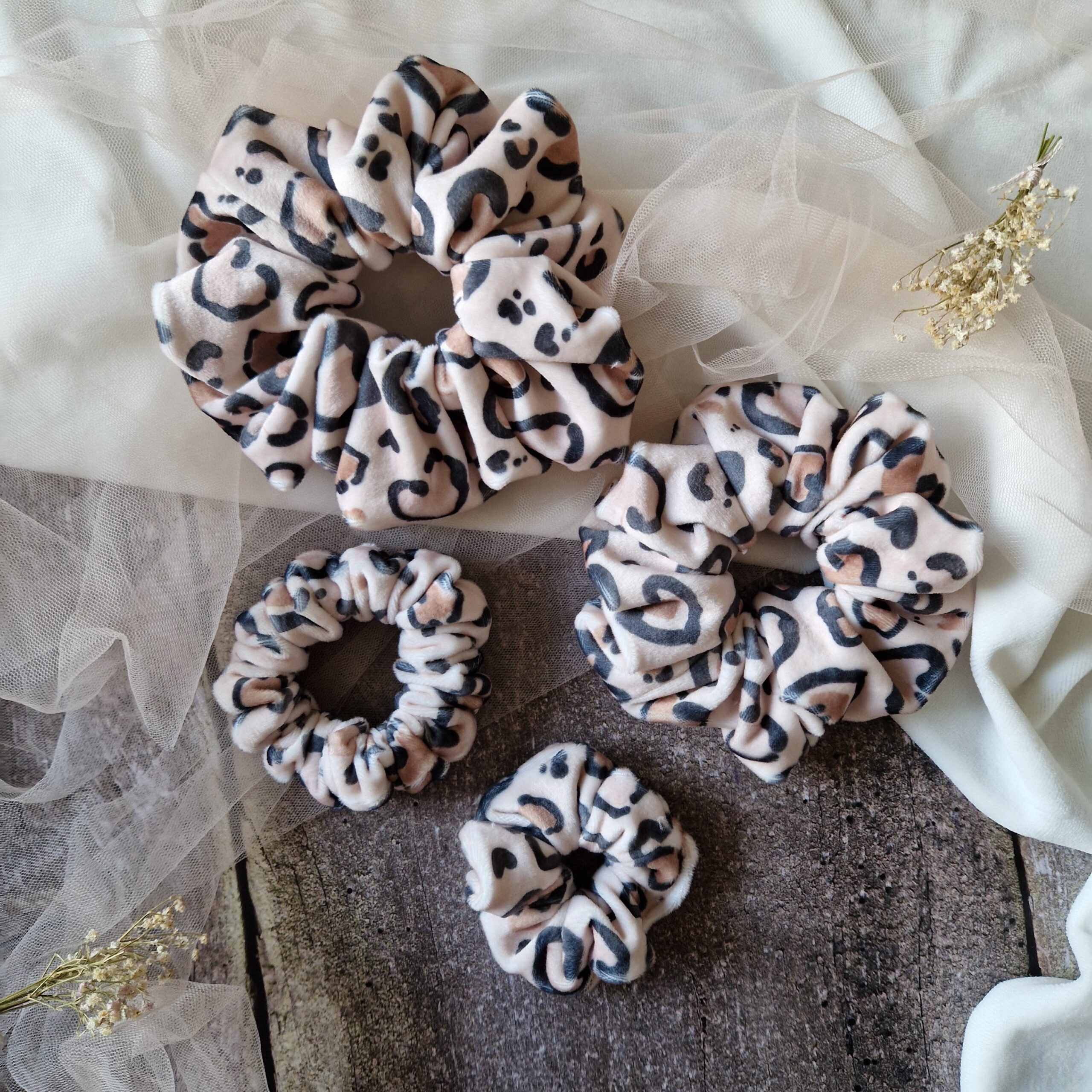 Scrunchie Panterka welur Mokka