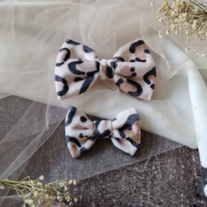 Kokardka klasyczna Panterka welur Mokka