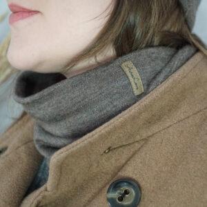 Komin z wełny merino - interlock BRĄZ MELANŻ