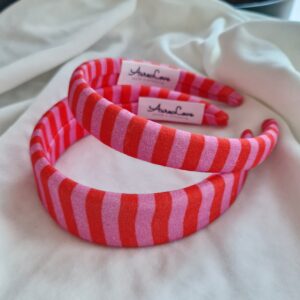 Opaska klasyczna Pink&Red stripes
