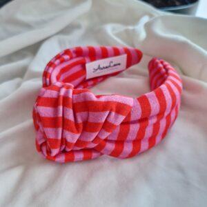 Opaska supeł Pink&Red stripes