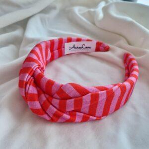 Opaska twist Pink&Red stripes