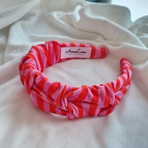 Opaska marszczona Pink&Red stripes