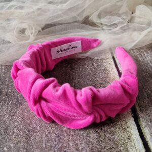 Przepaska marszczona welurowa Amarant