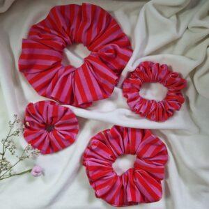 Scrunchie Pink&Red stripes