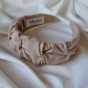 Opaska marszczona len/wiskoza Piaskowy beż