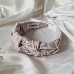 Opaska marszczona prążek Chłodny beż