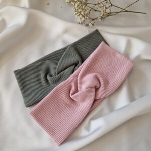 Opaska przeplatana 2 szt. prążek Róż Oliwka