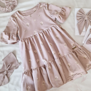 Sukienka Pola - Piwonie na jasnym śliwkowym tle