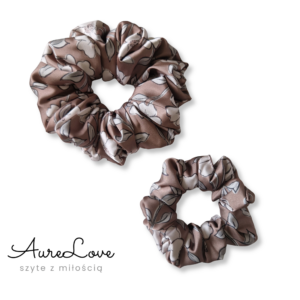 Scrunchie satynowa English cottage cappuccino