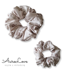 Scrunchie satynowa Blossom ecru
