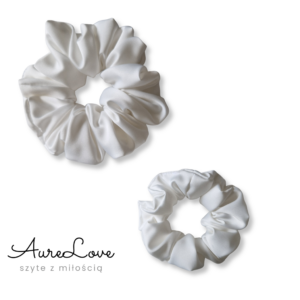 Scrunchie satynowa Biel ecru