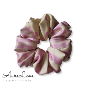 Scrunchie satynowa Mix róż/masełko
