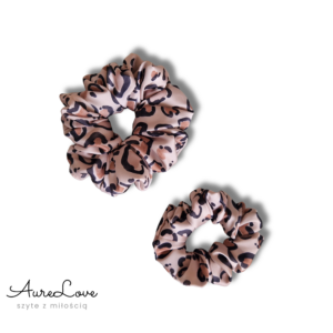 Scrunchie satynowa Panterka mokka