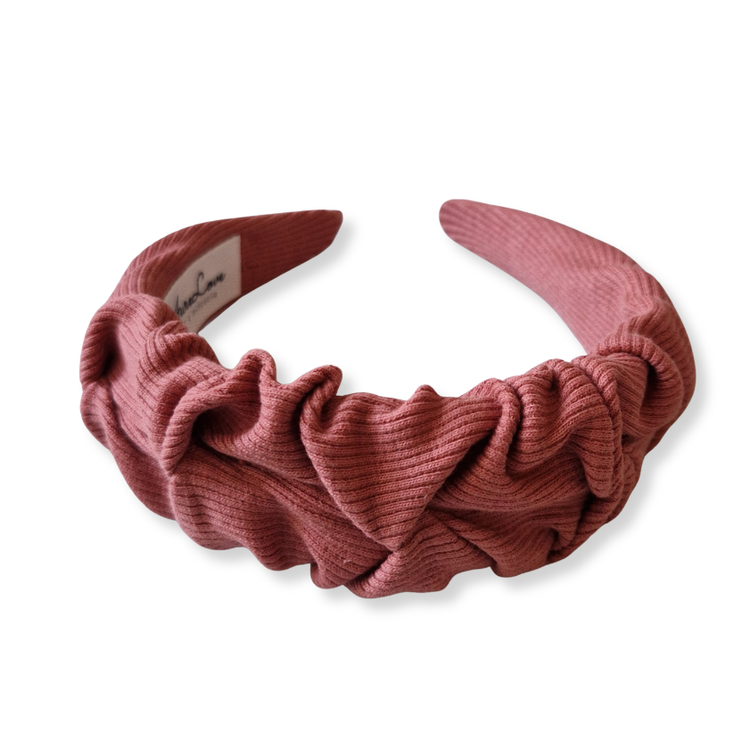 Opaska marszczona Prążkowana pionowo Dusty cedar - obrazek 2