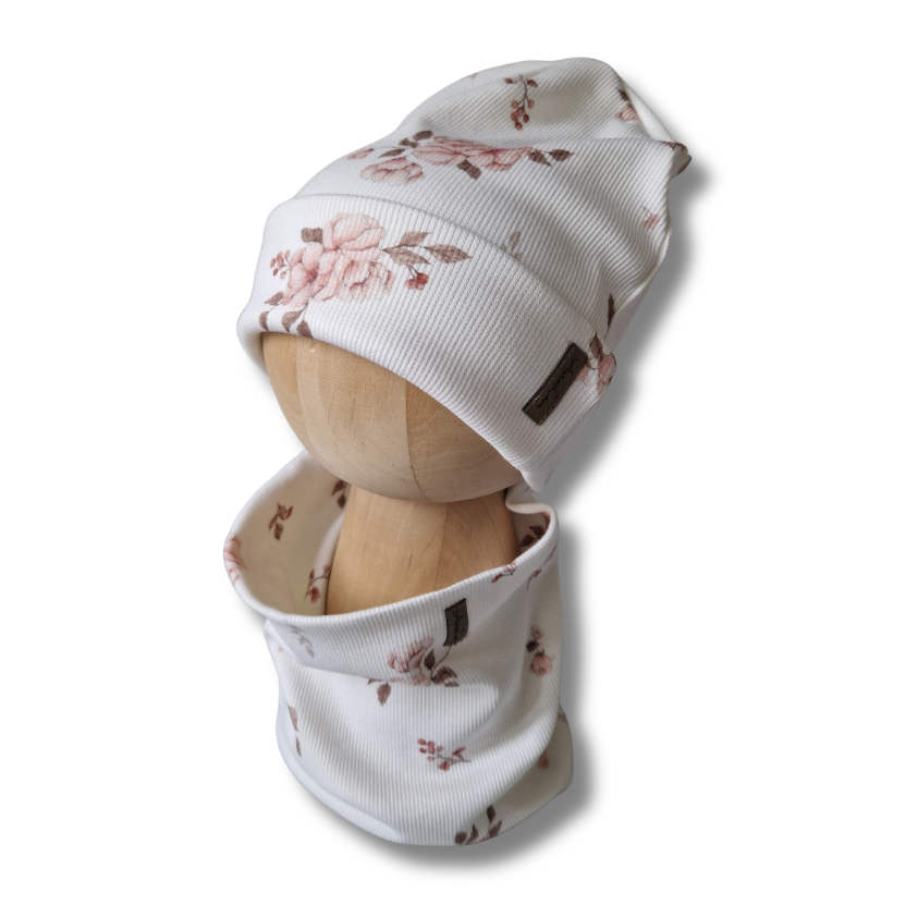 Czapka beanie + komin Autumn flowers - obrazek 2