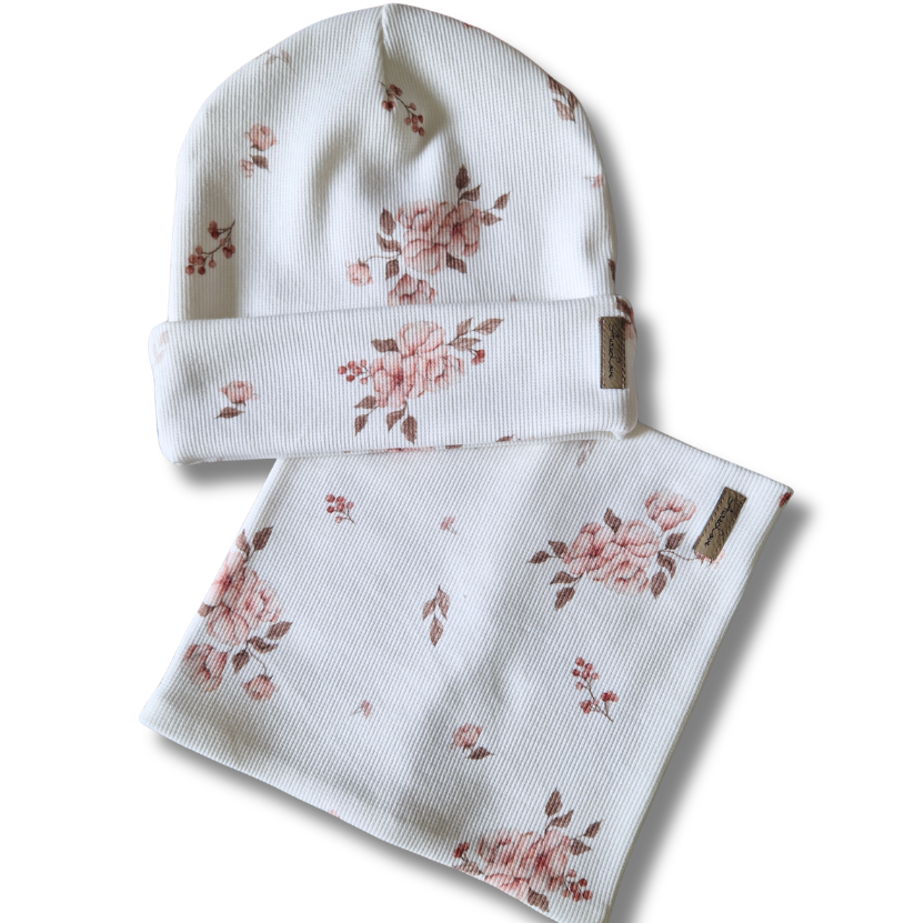 Czapka beanie + komin Autumn flowers - obrazek 3